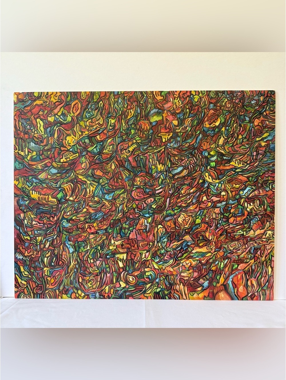 Original Oil Painting on Masonite 24x30 Abstract Expressionist Colorful ArtWork